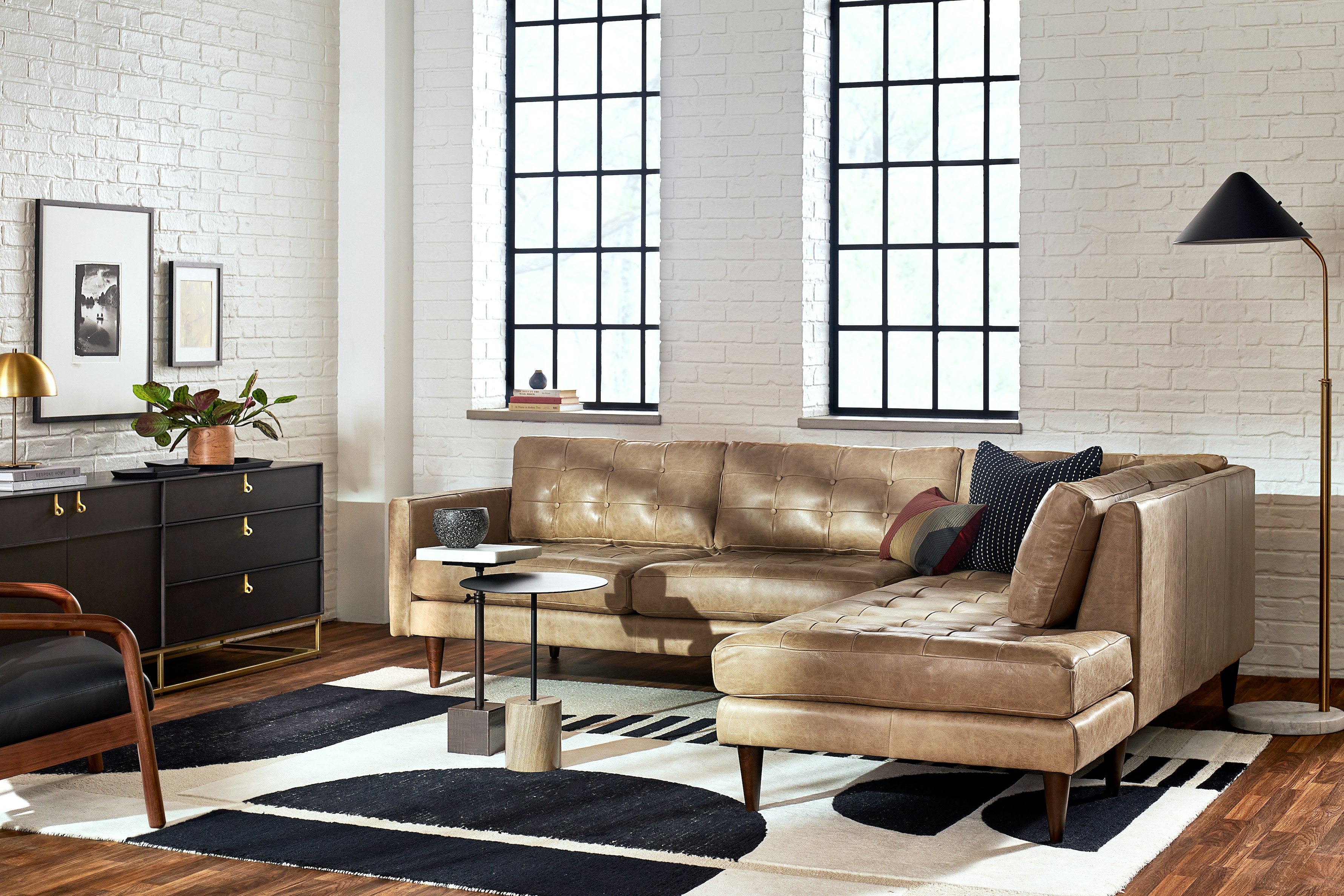 Eliot Leather Sectional with Bumper (2 piece) Joybird